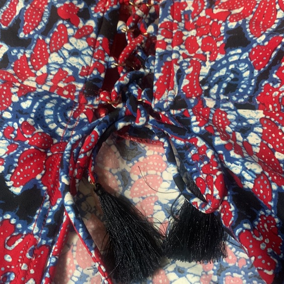 New Michael Michael Kors Angelina Open Back Lace-Up Bandini Top Red Blaze - Picture 12 of 12